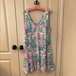 Lilly Pulitzer Pink and Blue V-Neck Mini Sundress